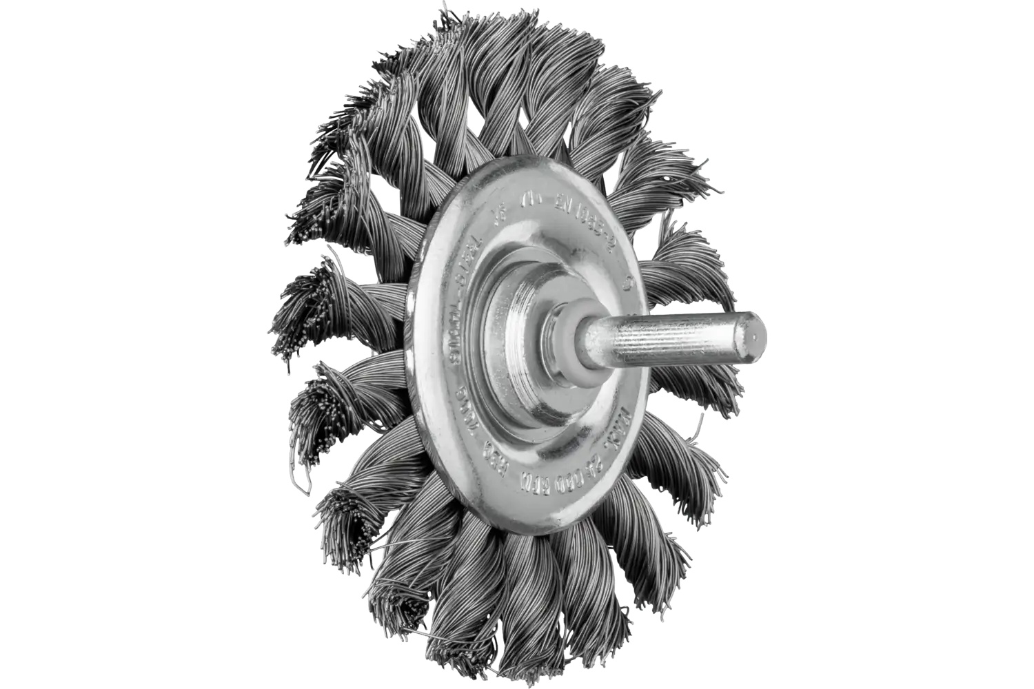 Picture of Pferd Mounted Knot Wheel Brush 3" Dia. .014 Carbon Steel 1/4" Shank